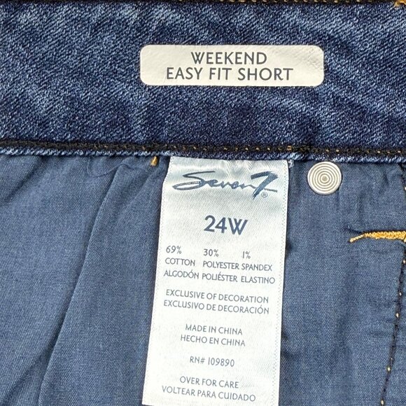 Seven7 Women's Weekend Easy Fit Stretch Blue Denim Shorts Plus 24W Raw Hem NWT - Picture 7 of 11